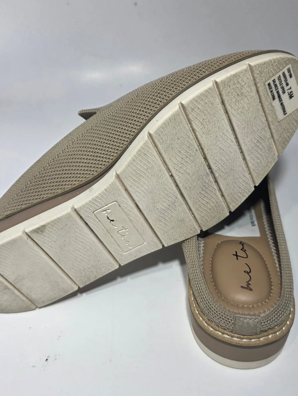 Me Too Women's Taupe Knit Slip On Loafers Flats Size 7.5M Comfort
